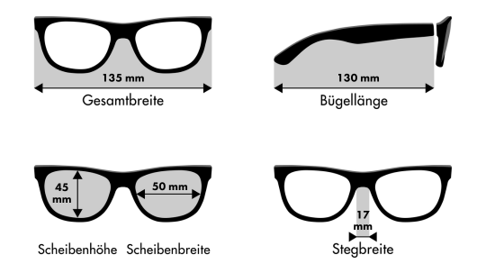 brillenmasse kleine pilotenbrille