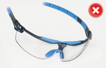 Do not put your spectacles/goggles down on the nose bridge or lens Do not put your spectacles/goggles down on the nose bridge or lens