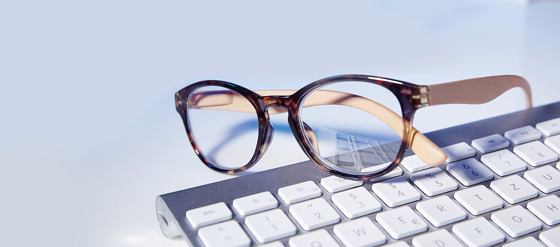 Reading glasses on keybord