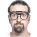 Man with angular prescription spectacles and uvex OTG plus overspecs