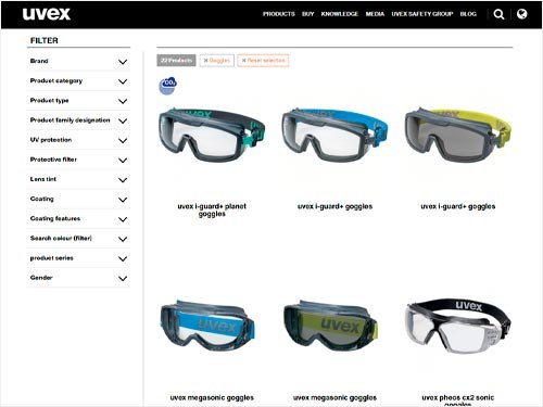 View our safety goggles range