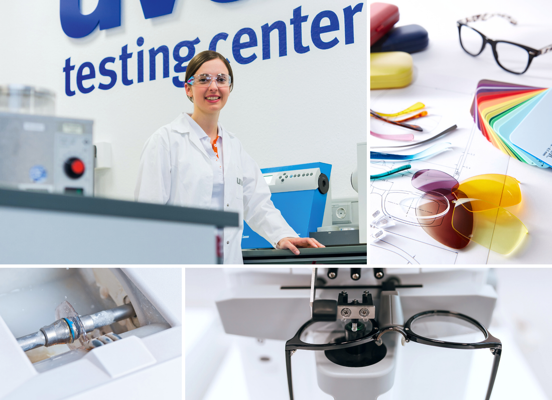 header quality filtral, woman in testing laboratory