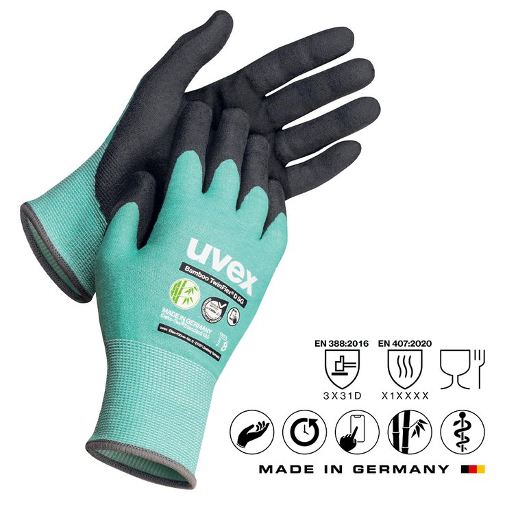 uvex Bamboo Twinflex D SG cut protection gloves with exceptional sense of touch