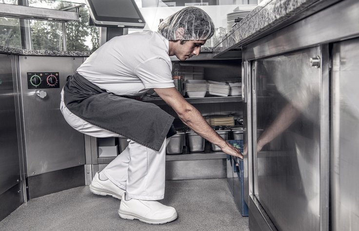 Slip-resistant work shoes for kitchen, canteens and catering