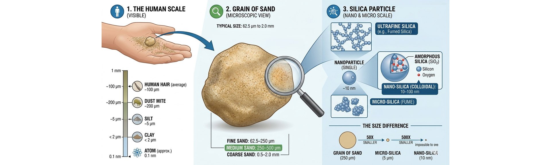 Silica particle size comparison