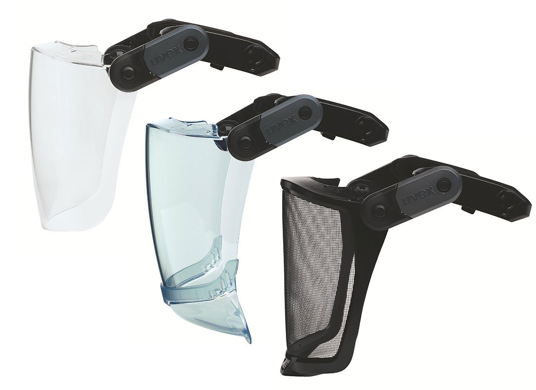 [Translate to Deutsch:] uvex pronamic Vollvisiere transparent, getönt, mit Kinnschutz, Gittervisier