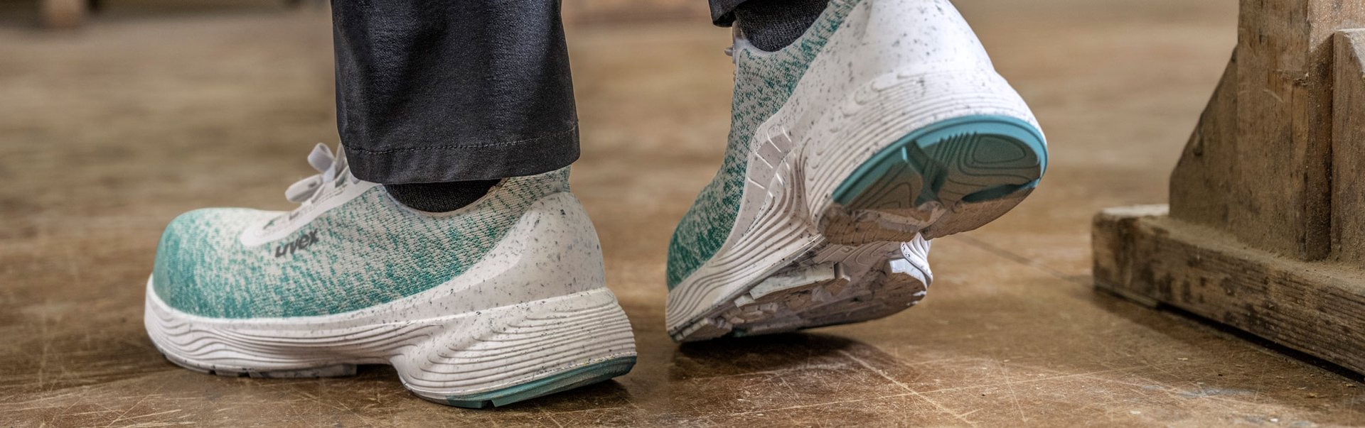 Sustainable safety show made from recycled materials