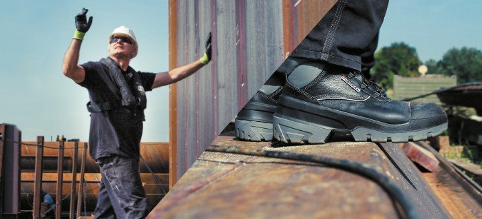 Chaussures de sécurité XXL PRO sur un chantier 