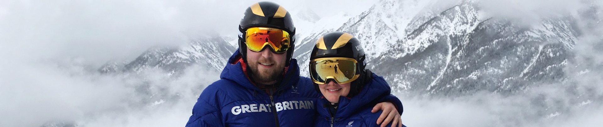 Millie Knight & Brett Wild wearing uvex helmets