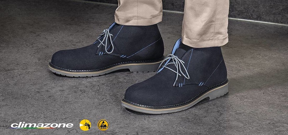 eleganckie, granatowe buty ochronne z podnoskiem i wkładką antyprzebiciową