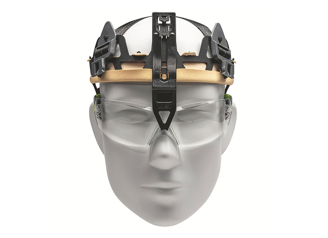 [Translate to Deutsch:] uvex pronamic Schutzhelm mit Integrated Eyewear Schutzbrillen-Clip