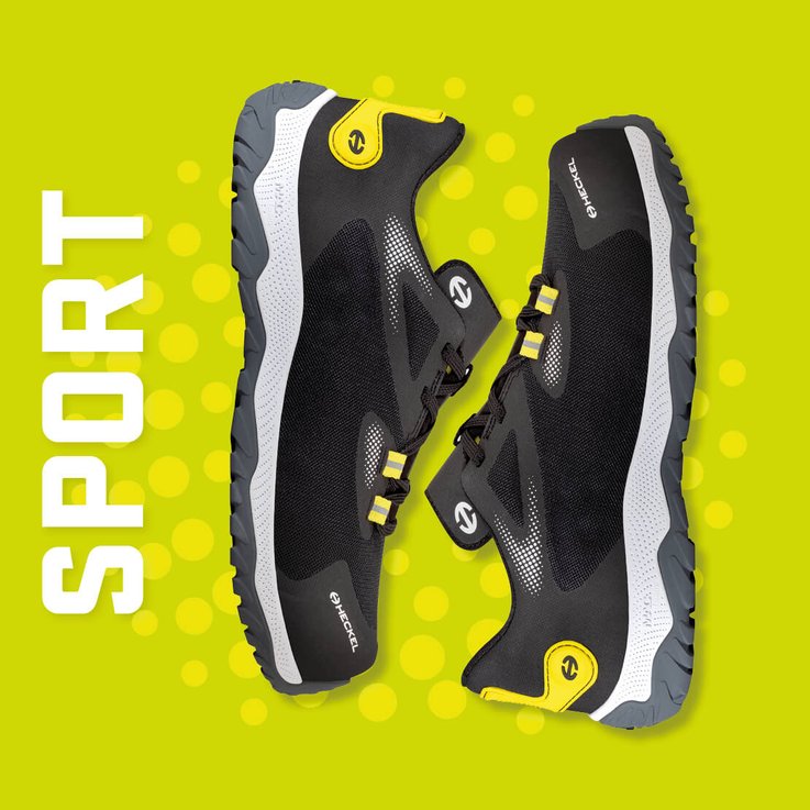 Affichage des chaussures de sécurité MACSOLE SPORT, vu des deux côtés, au design sport