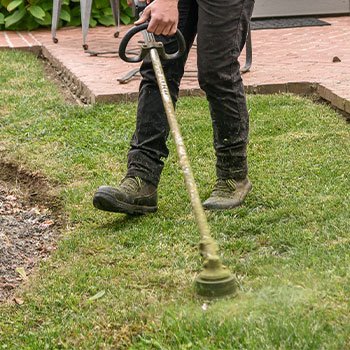 Face protection while cutting vegetation