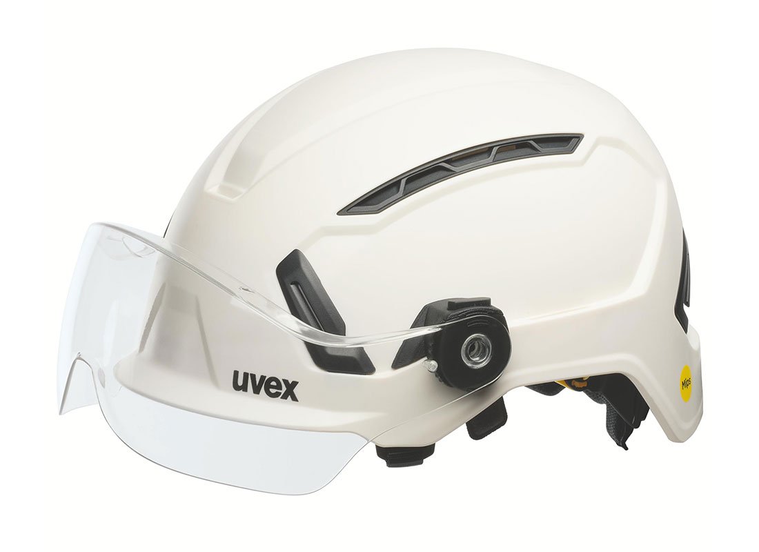 uvex pronamic half visor leaving space for safety helmet accessories