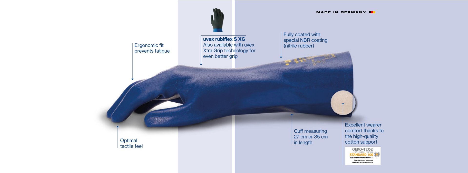 ergonomic chemical protection gloves made from nitrile rubber with excellent tactility