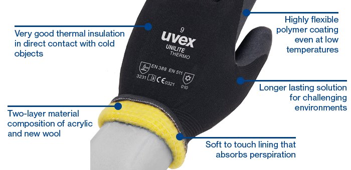 uvex unilite thermo safety glove features