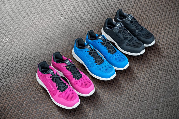 uvex 1 sport modische Sicherheitsschuh-Familie in pink, blau und schwarz