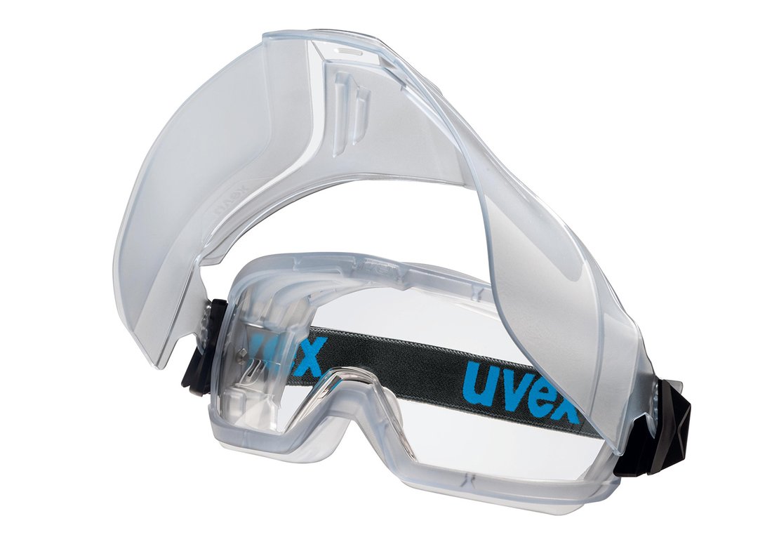 uvex hypervision flexible combination of safety glasses and face protection