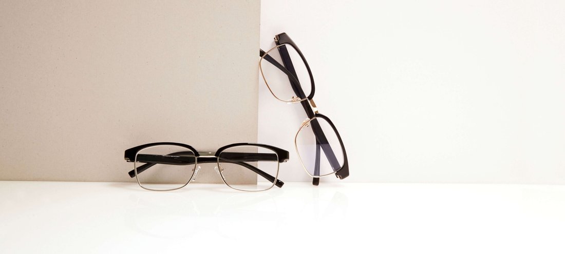 header, reading glasses, blue light filter
