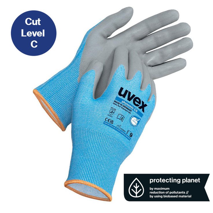 uvex phynomic C5 sustainable safety glove with cut protection level C