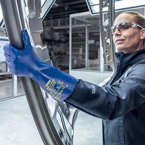 New: uvex rubiflex chemical protection gloves