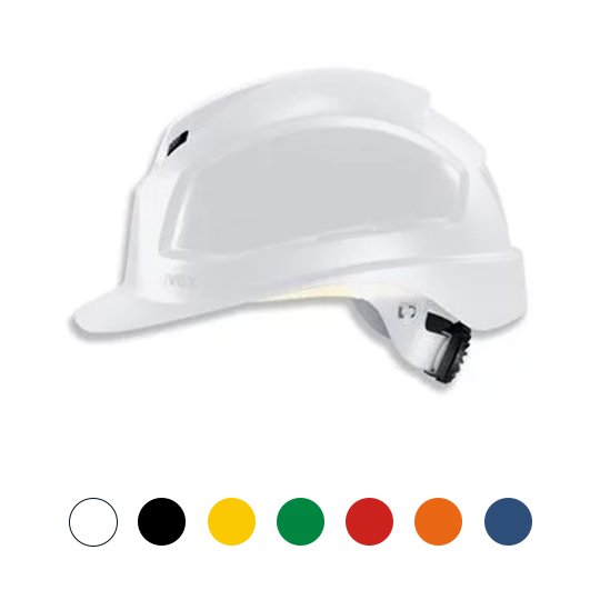 uvex pheos B-WR safety helmet with continuous width adjustment and long brim