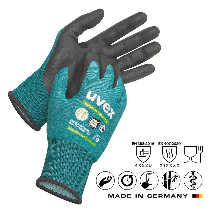 uvex Bamboo TwinFlex XG SG cut protection gloves with excellent grip