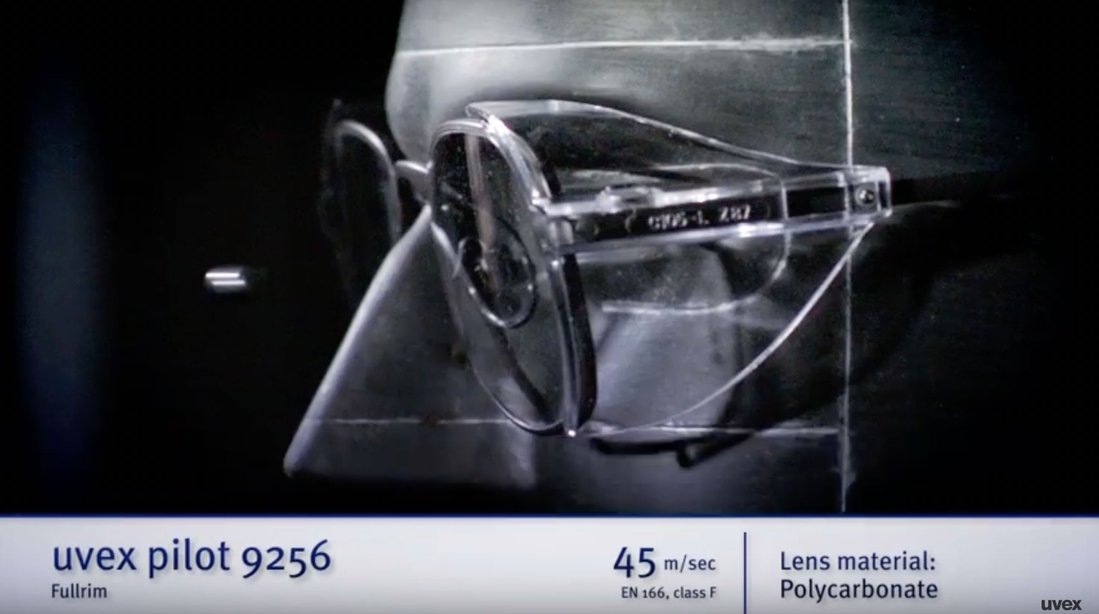 uvex Schutzbrille mit Sehstärke Scheibenmaterial Beschusstest mechanische Festigkeit F