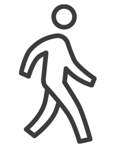 Pictogramme homme marchant, représentant l'amortissage des chaussures