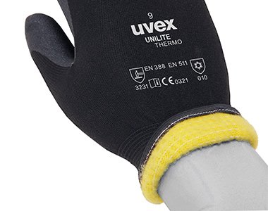 uvex unilite thermo safety glove fleece lining