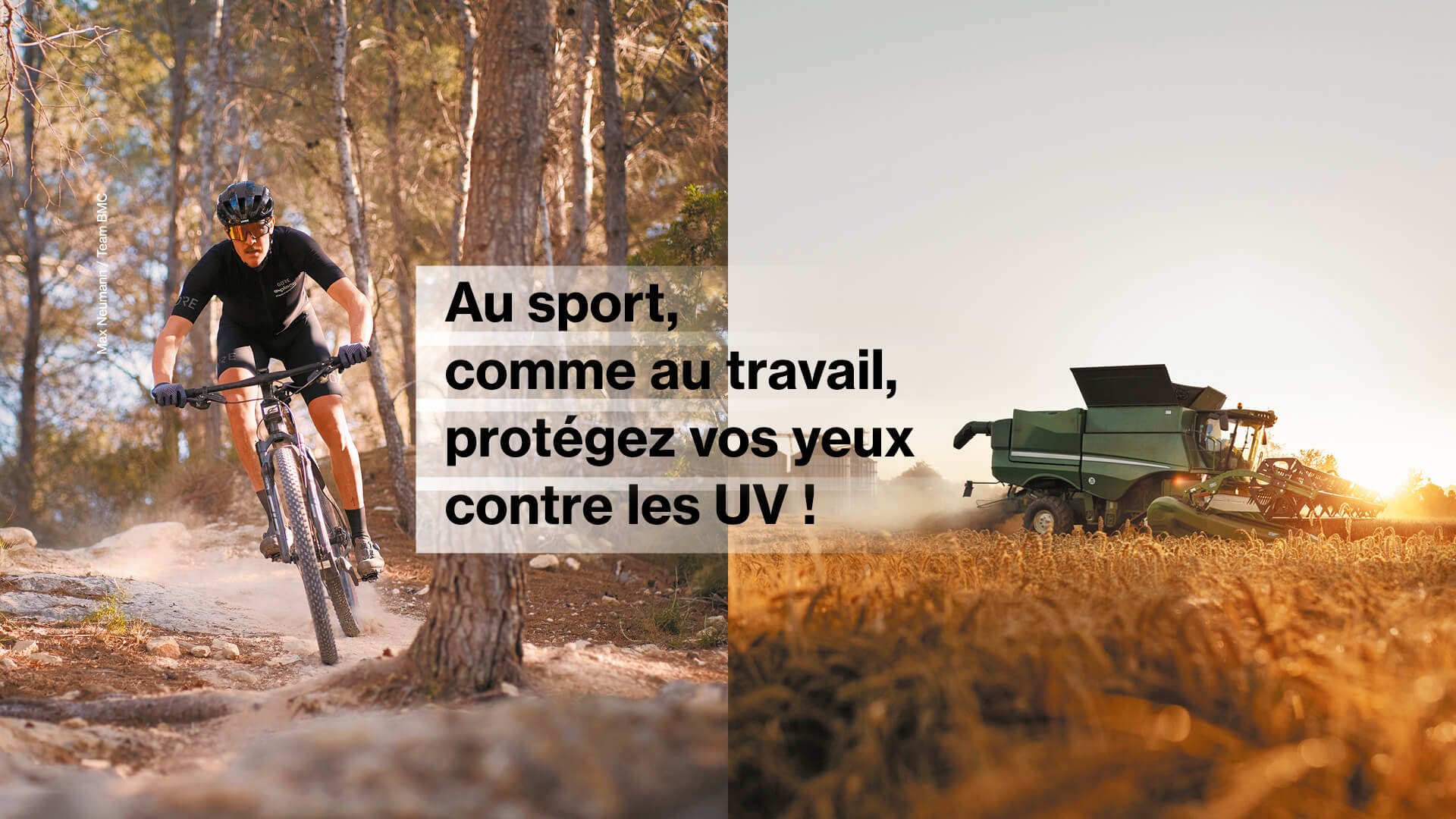 Cycliste portant des lunettes uvex sport et image d'agriculture