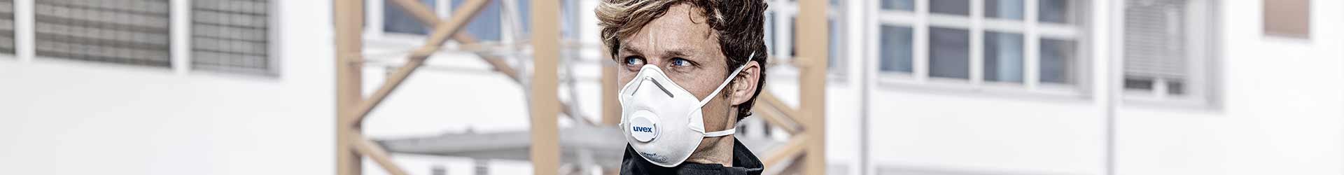 Man wearing uvex respiratory protection