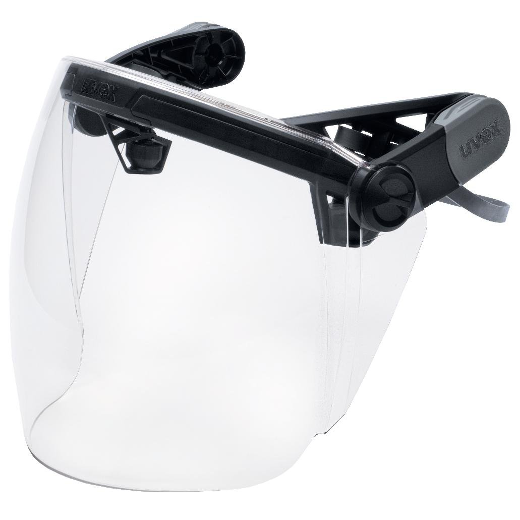 uvex vimox visor with click and pull system for assembly on standard safety helmets