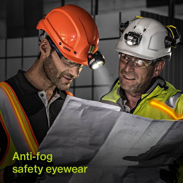 road workers wearing anti-fog eyewear from uvex