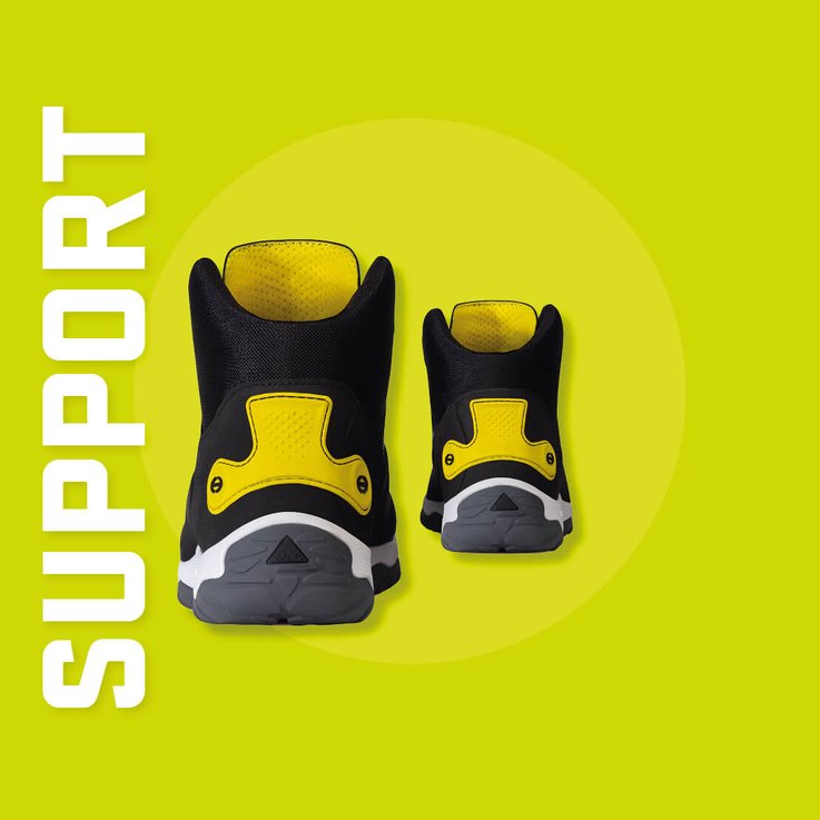 Affiche vue de derrière des chaussures de sécurité MACSOLE SPORT, talons renforcés 
