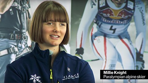 Video still of Paralympian Millie Knight talking to uvex safety