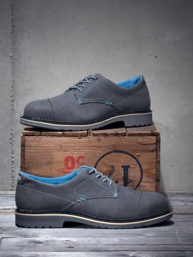 szare, eleganckie, sznurowane półbuty ochronne 