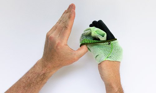 Step 5 in removing uvex gloves safely