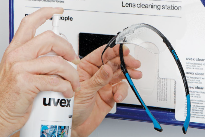 Cleaning safety glasses