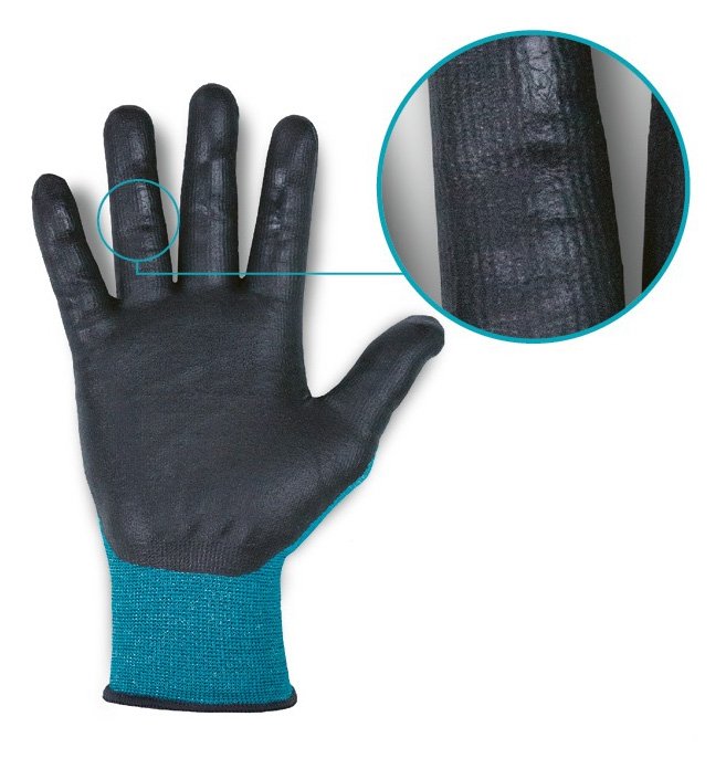 uvex safety gloves without visible abrasion after sandpaper test