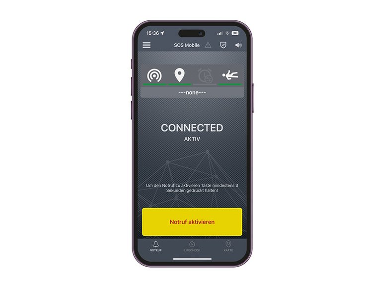 [Translate to Deutsch:] uvex SOS Mobile Notruf-App zum Schutz von Alleinarbeitern mit automatischem und manuell auslösbarem Alarm