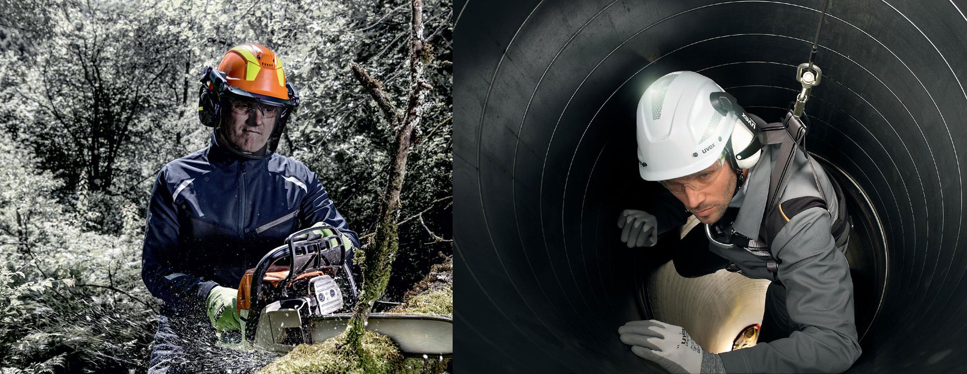 uvex pheos safety helmets specifically for forestry workers and industrial climbers