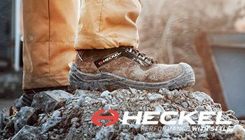 Heckel suxxeed offroad safety boot standing on gravel