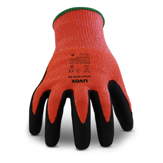 Safety gloves | uvex unipur 6639 PU RD safety glove