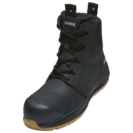 Work Boots | uvex 3 x-flow zip side work boot (black & tan)