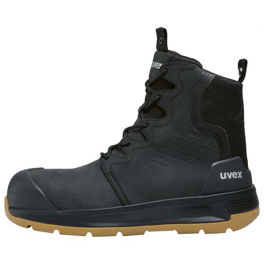 Work Boots | uvex 3 x-flow zip side work boot (black & tan)