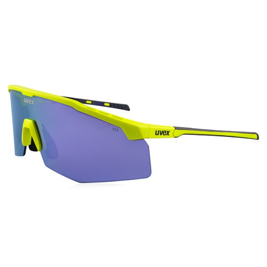 uvex apex safety glasses – Hi-Vis Yellow Frame / Purple Mirror Lens