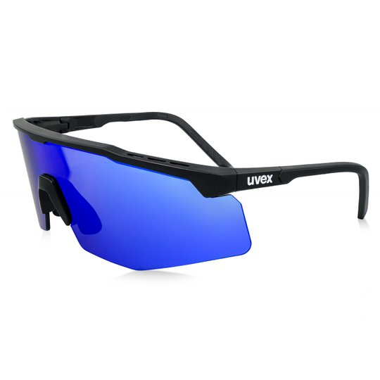 uvex apex safety glasses – Black Frame / Blue Mirror Lens