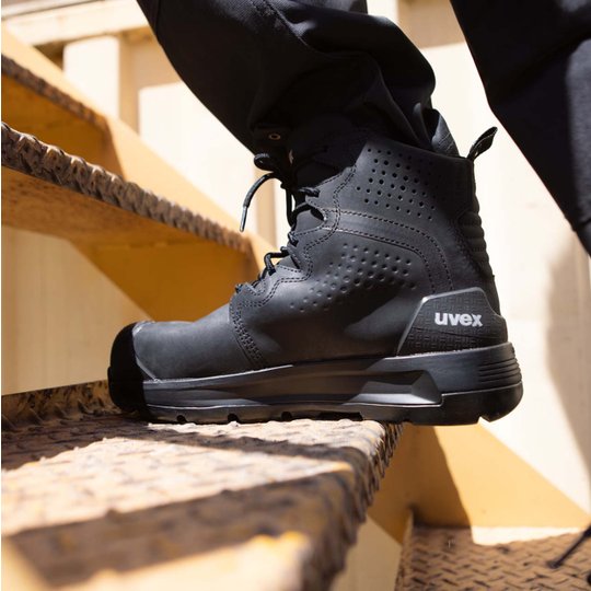 Work Boots | uvex 3 x-flow zip side work boot (black & tan)