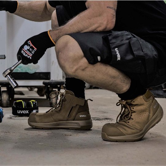 Work Boots | uvex 2 x-flow zip side work boot tan (wheat)